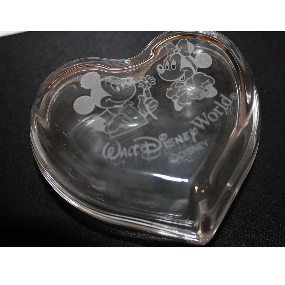 Arribas Bros Walt Disney World Mickey Minnie Heart Crystal Trinket Box with Box